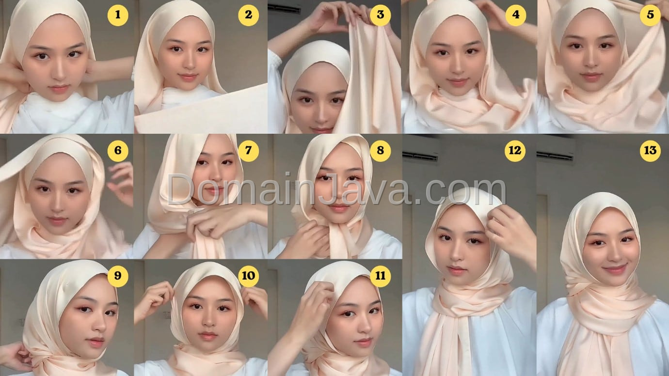 7 Tutorial Pashmina Silk Simpel Anti Ribet dan Menutup Dada