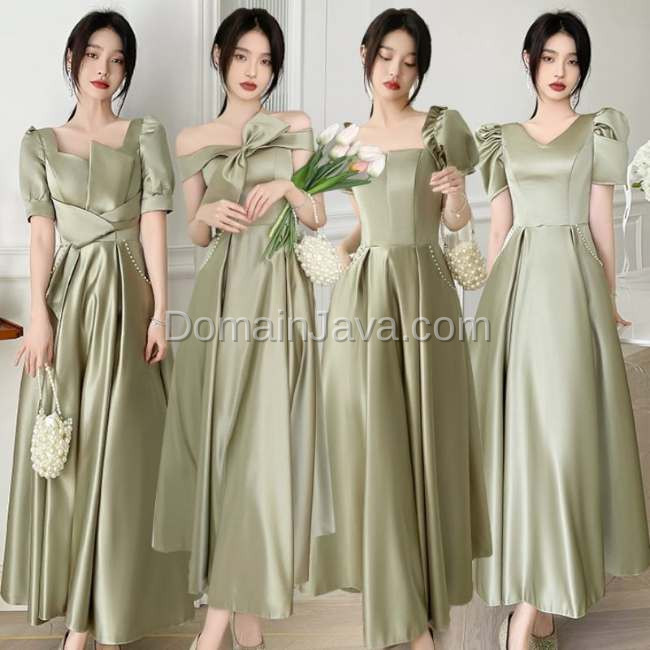 Dress Satin Panjang Berpita
