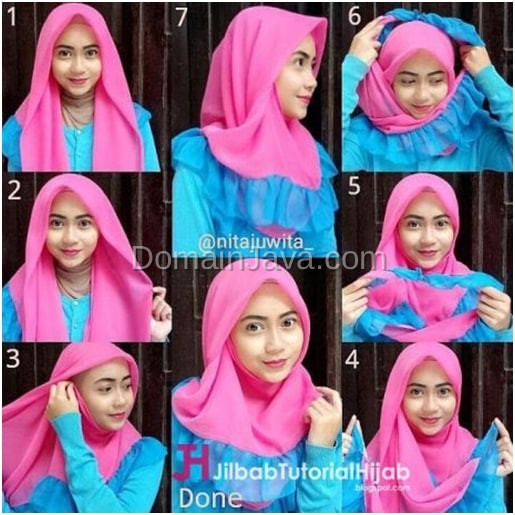 Gaya Hijab Segi Empat Model Rumbai Instan