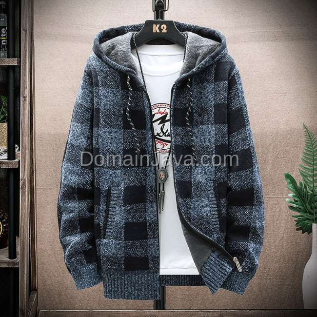 Jaket Rajut Pria Kotak-kotak