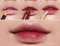 Ombre Bibir Dengan Foundation dan Lipstik