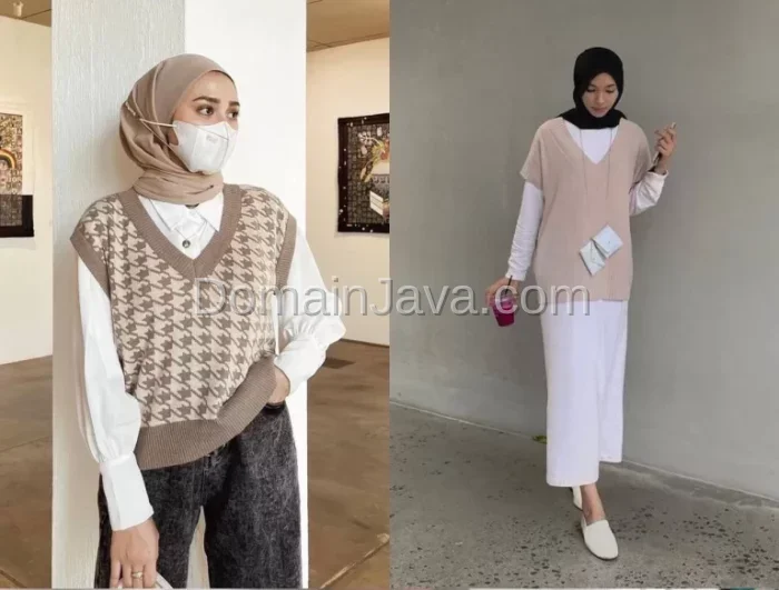 Paduan Kemeja Putih dan Outer Rajut